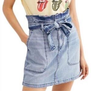 American Eagle Outfitters high Waisted belted denim mini skirt